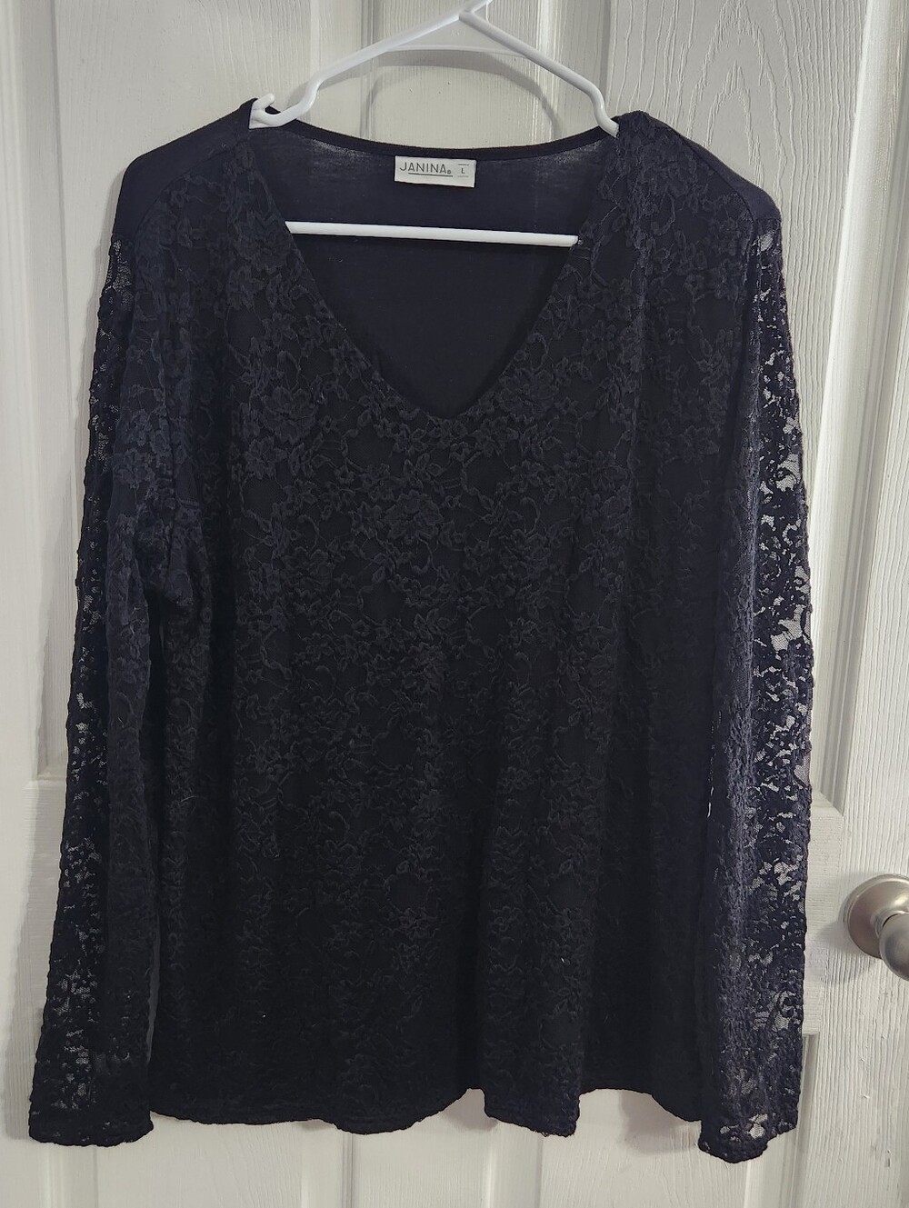 Black sheer foral lace top y2k dark romantic feminine size large